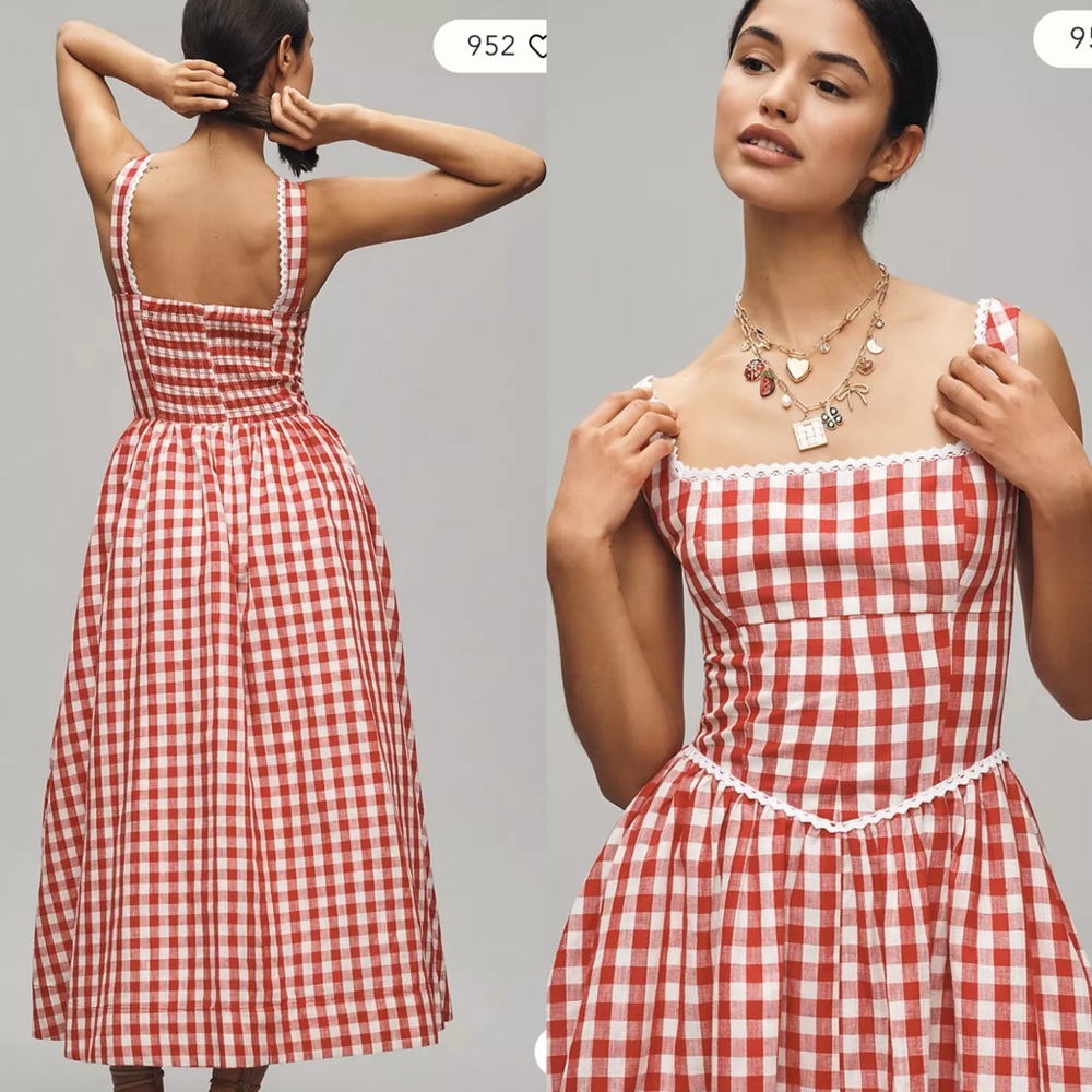 🩷Firm Price🩷 NWOT WAYF Plaid Drop-Waist Midi Dress - Picture 5 of 12